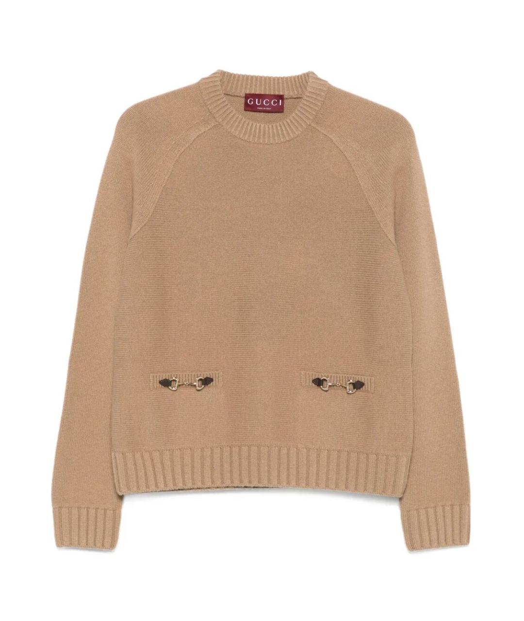 GUCCI Бежевый шерстяной джемпер / свитер, фото 1