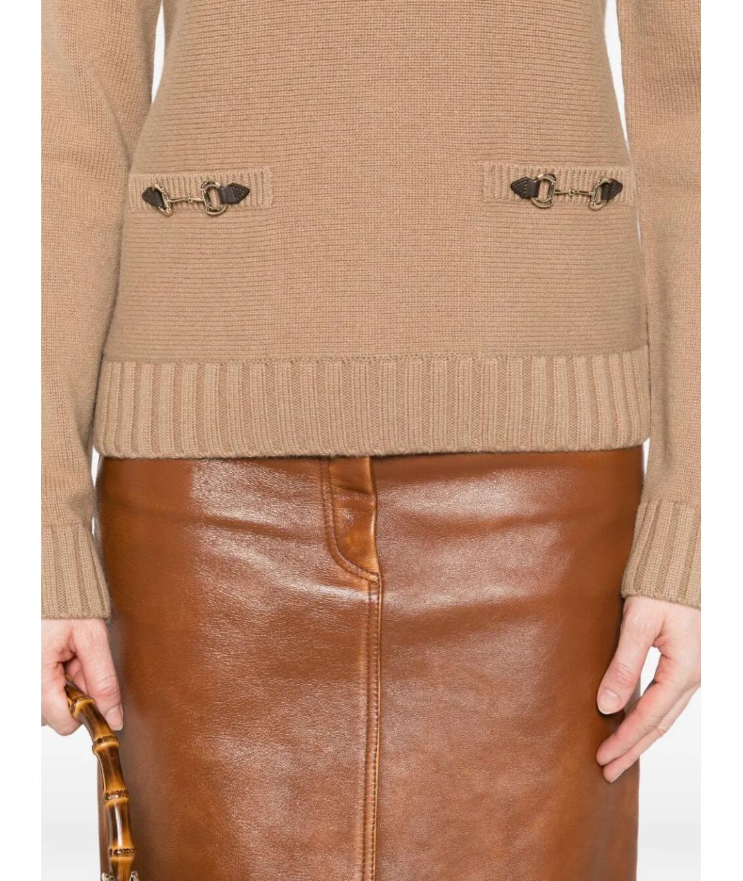 GUCCI Бежевый шерстяной джемпер / свитер, фото 3