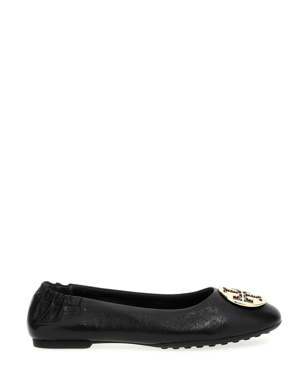 TORY BURCH Черные кожаные балетки, фото 1