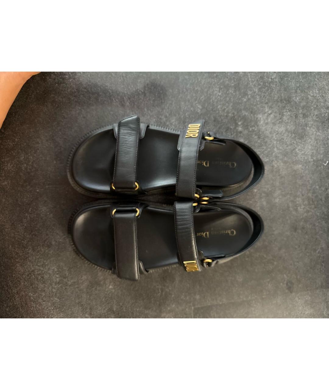 CHRISTIAN DIOR Черные кожаные сандалии, фото 3