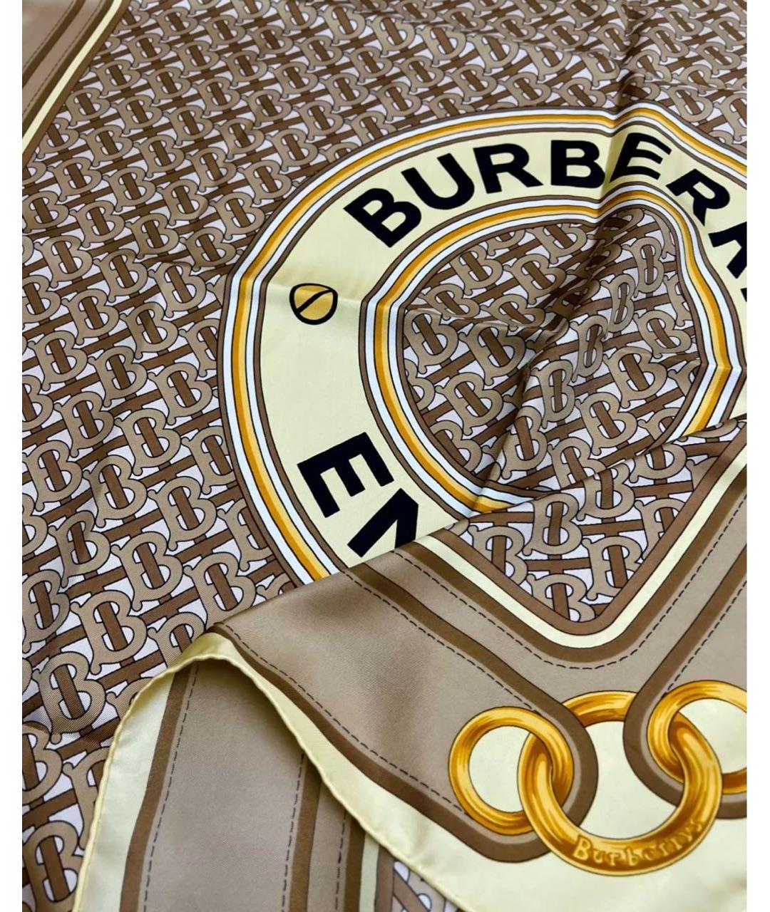 BURBERRY Бежевый шелковый платок, фото 2