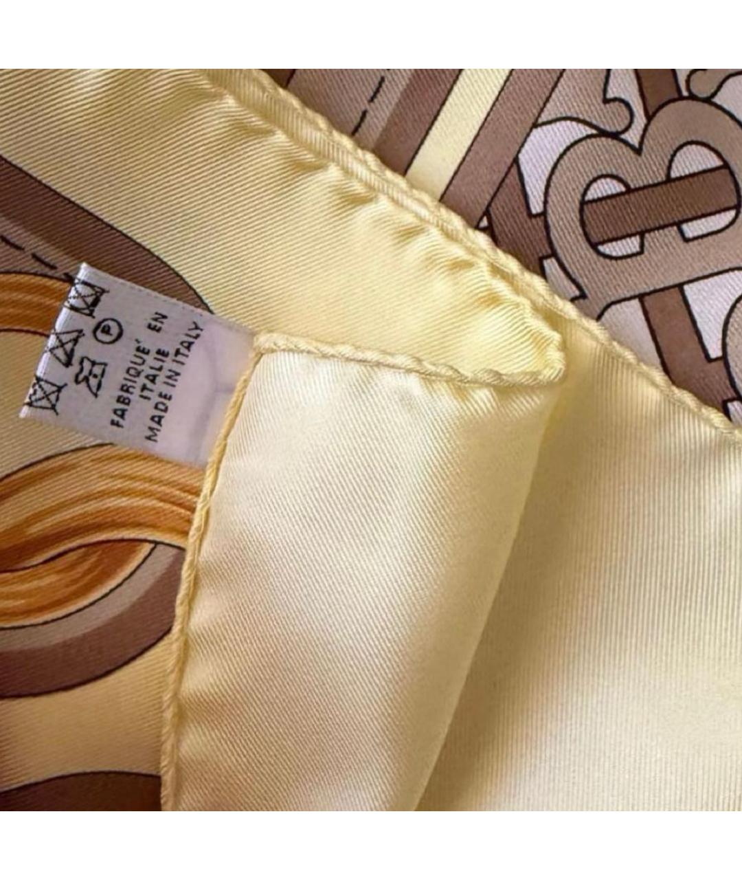 BURBERRY Бежевый шелковый платок, фото 5