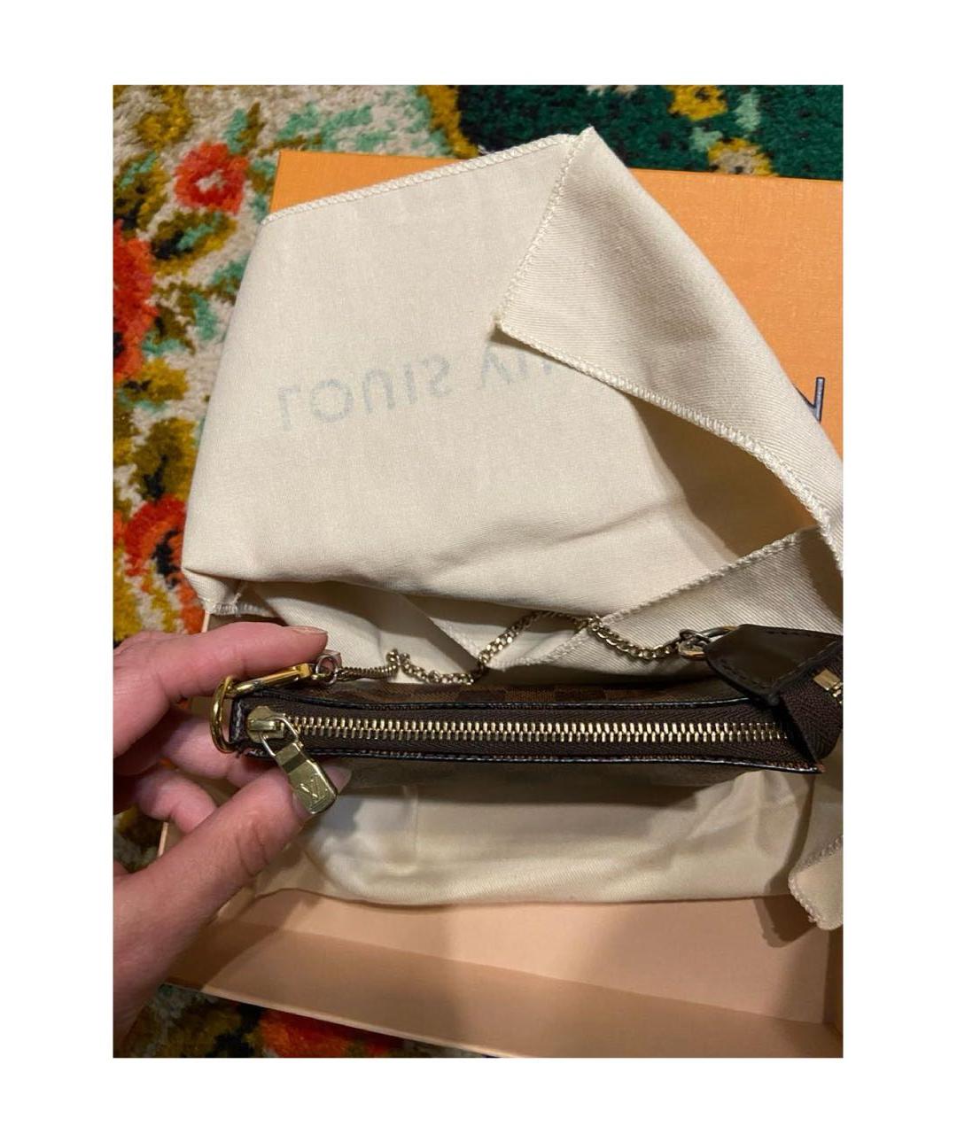 LOUIS VUITTON Коричневая кожаная сумка с короткими ручками, фото 7