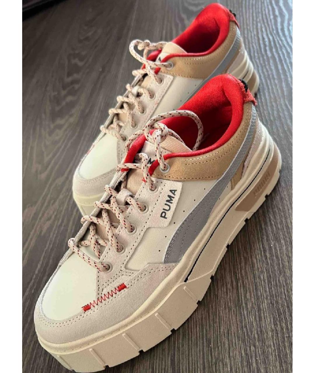 PUMA Бежевые кожаные кеды, фото 2