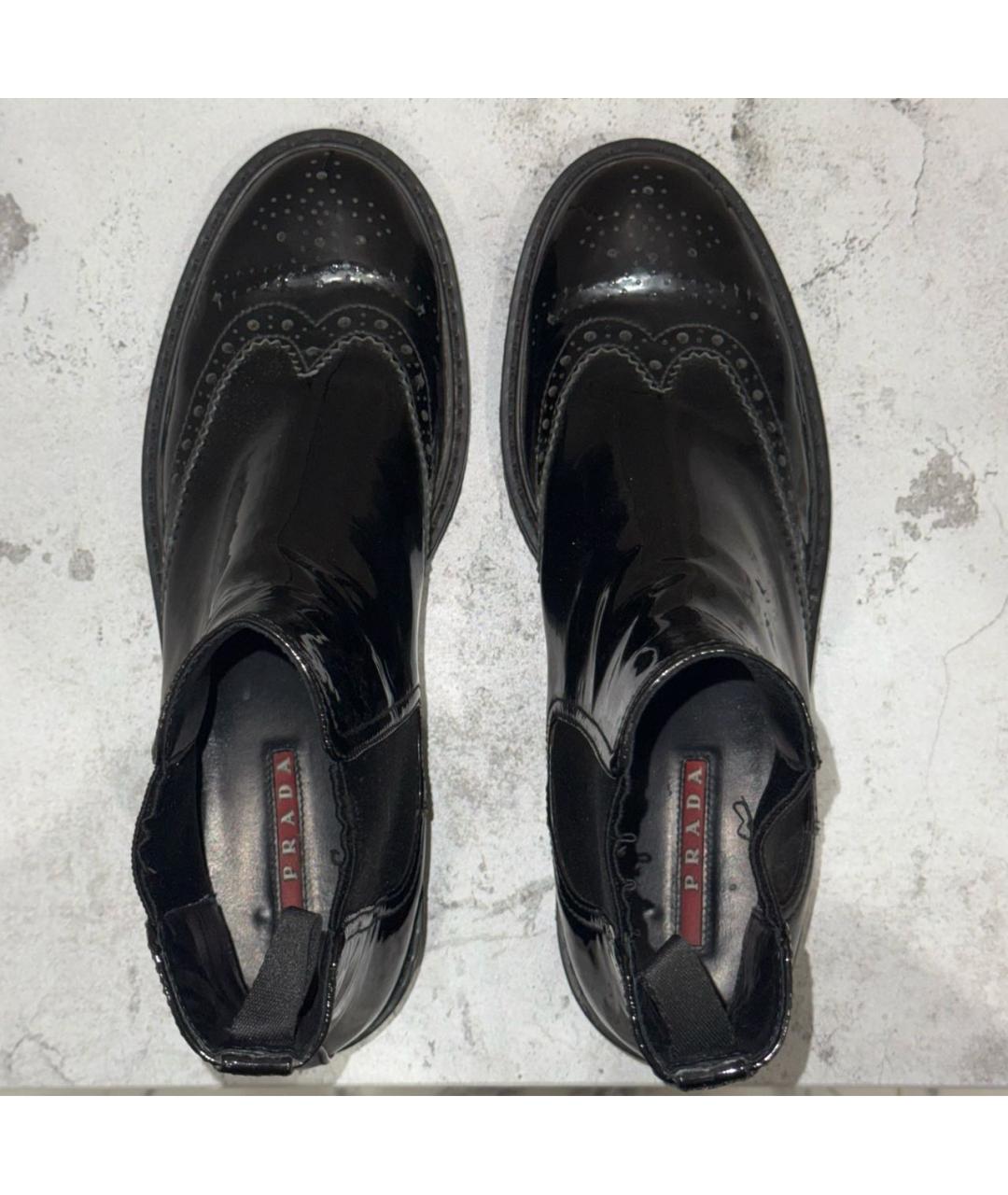 PRADA Черные ботинки из лакированной кожи, фото 3