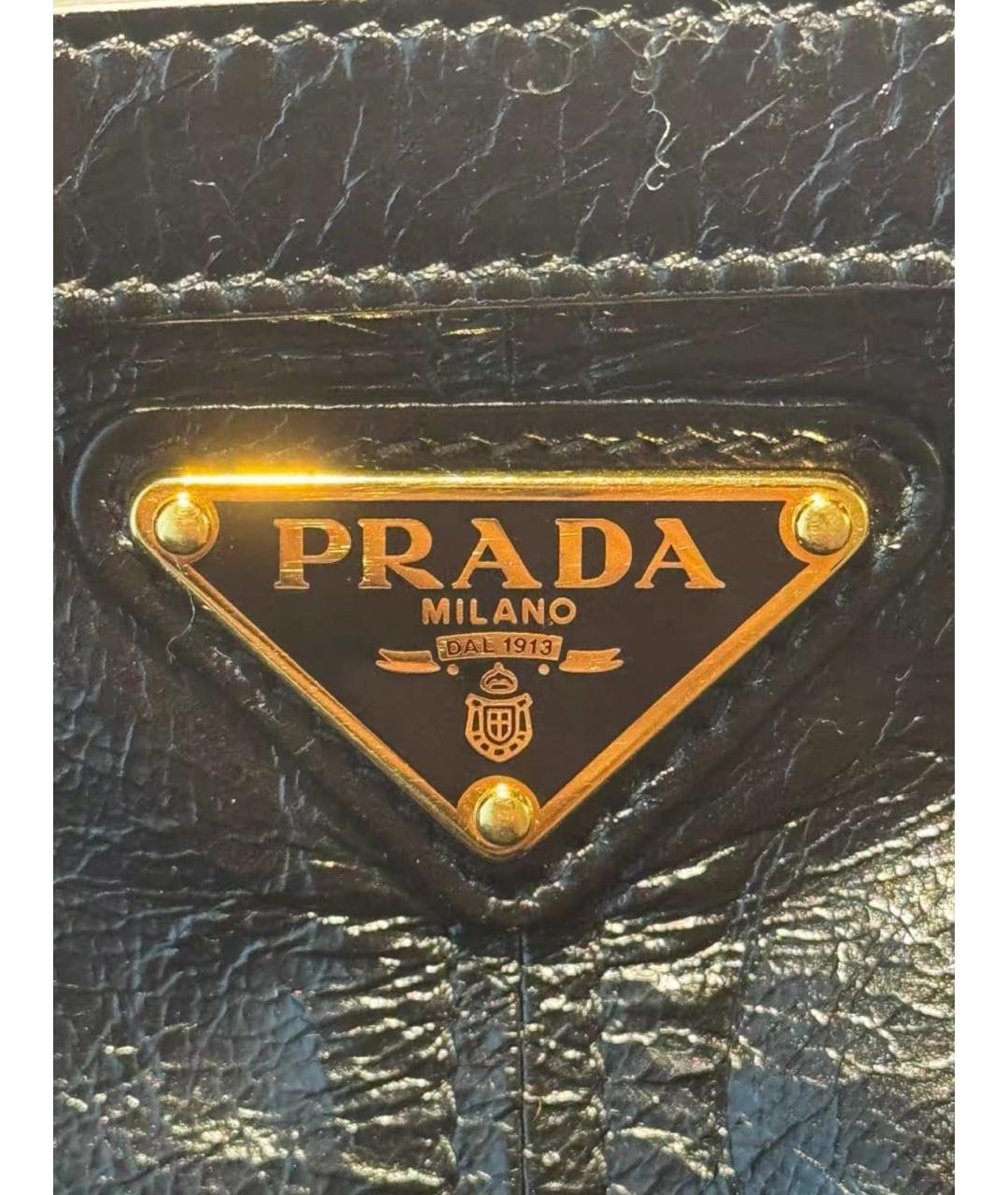 PRADA Черная кожаная сумка с короткими ручками, фото 5