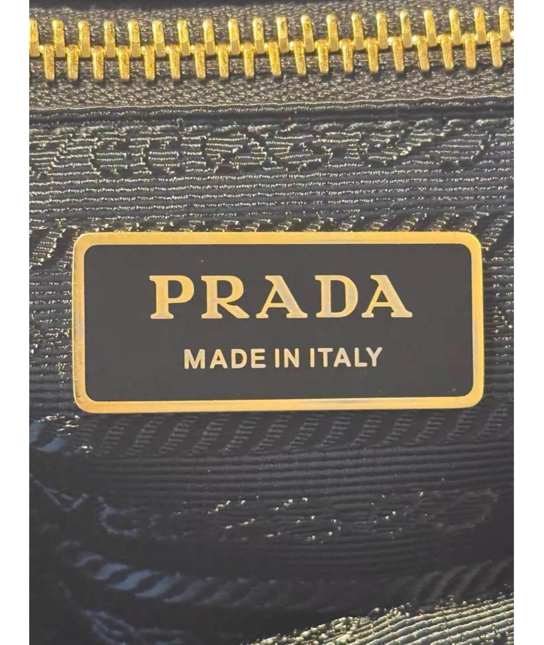 PRADA Черная кожаная сумка с короткими ручками, фото 4