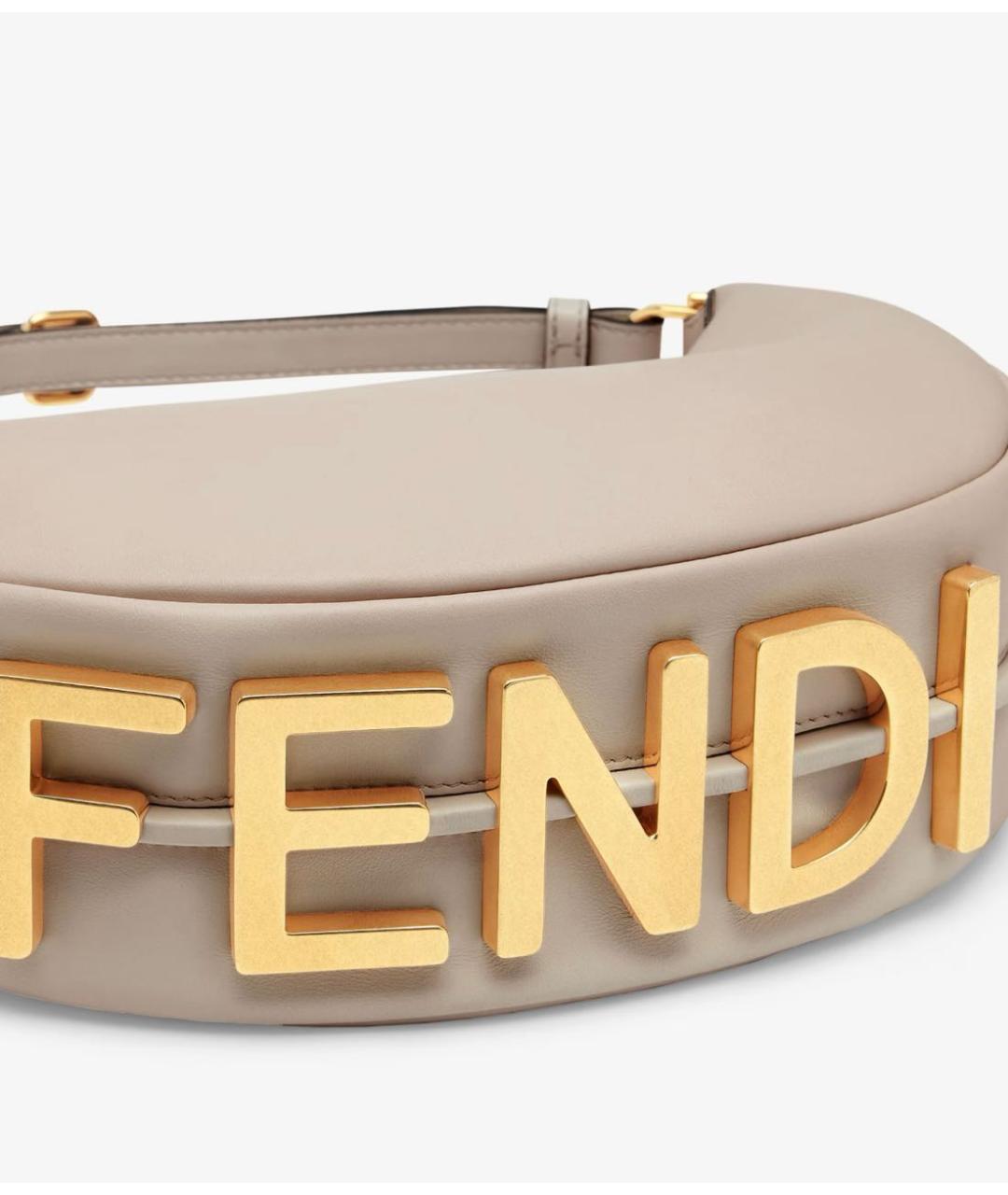 FENDI Бежевая кожаная сумка через плечо, фото 4