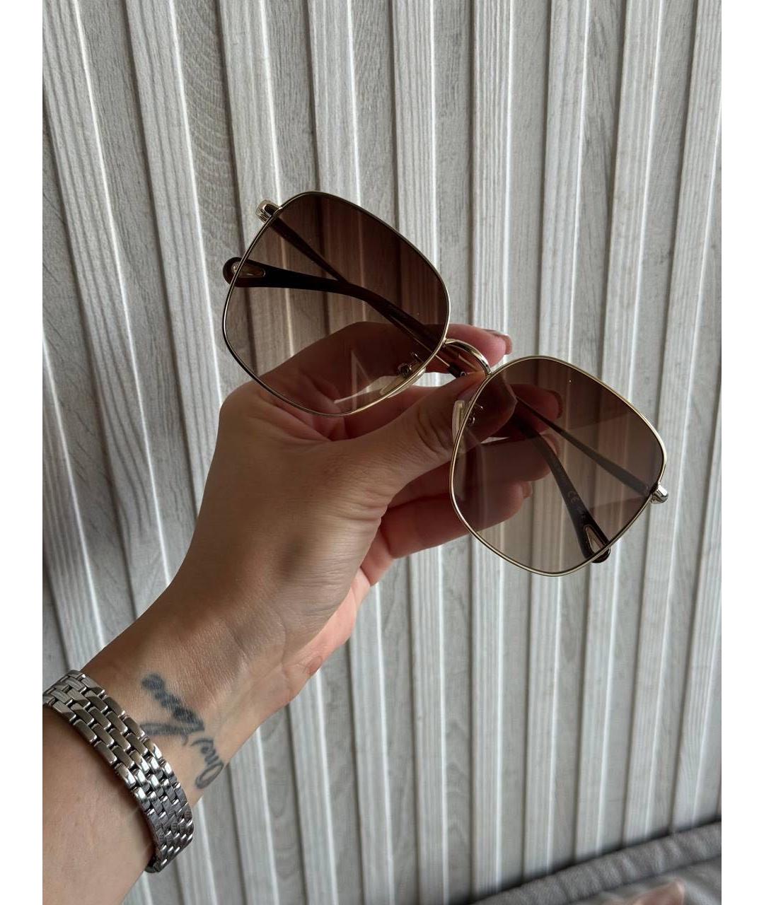 CHLOE Золотые металлические солнцезащитные очки, фото 5