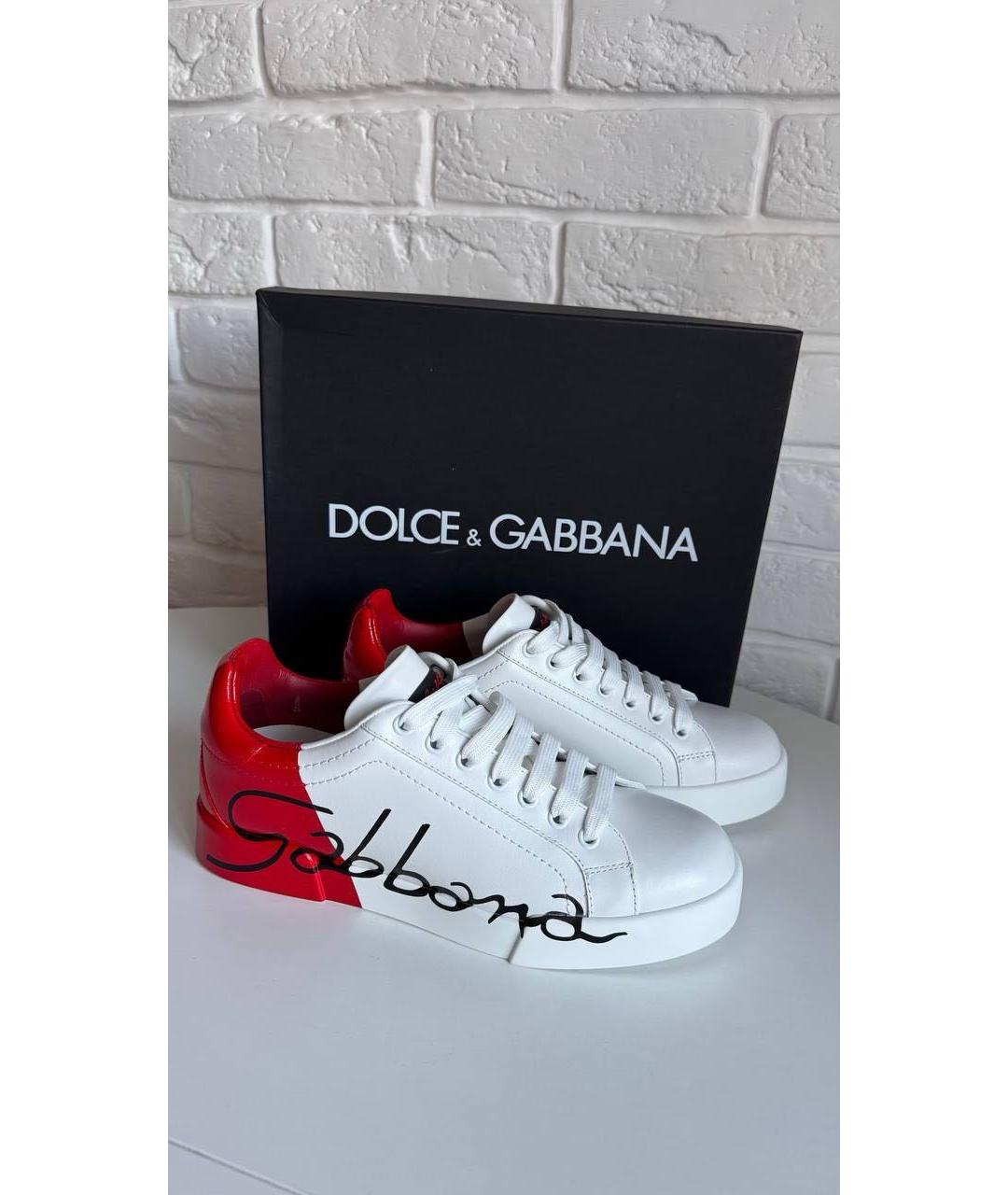 DOLCE&GABBANA Белые кожаные кеды, фото 5