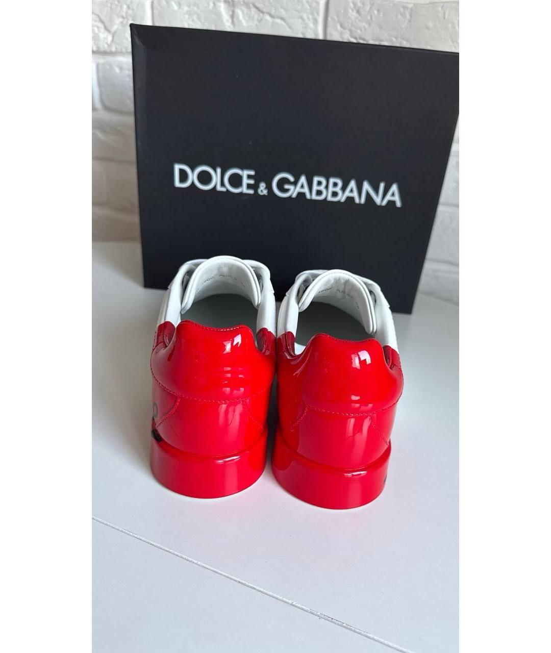 DOLCE&GABBANA Белые кожаные кеды, фото 4