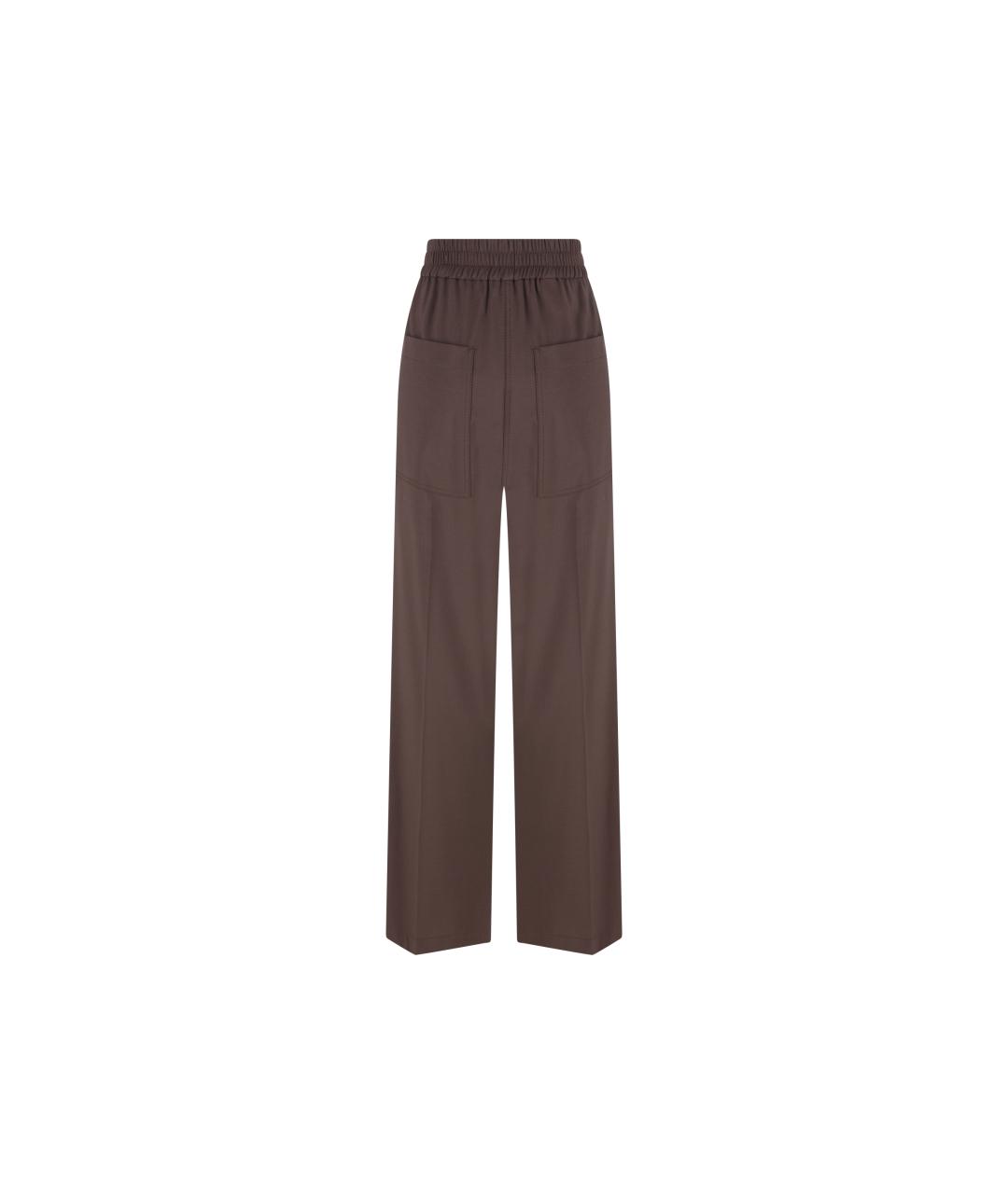 BRUNELLO CUCINELLI Коричневые шерстяные прямые брюки, фото 4