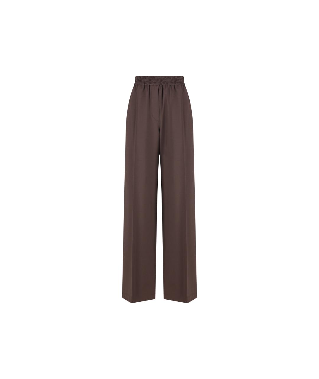 BRUNELLO CUCINELLI Коричневые шерстяные прямые брюки, фото 5