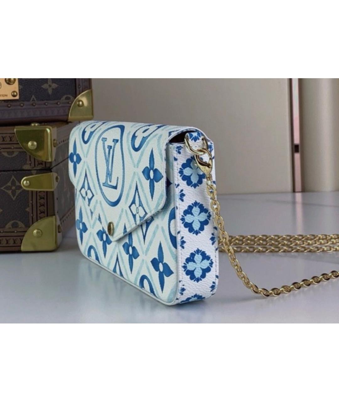 LOUIS VUITTON Голубая кожаная сумка через плечо, фото 3