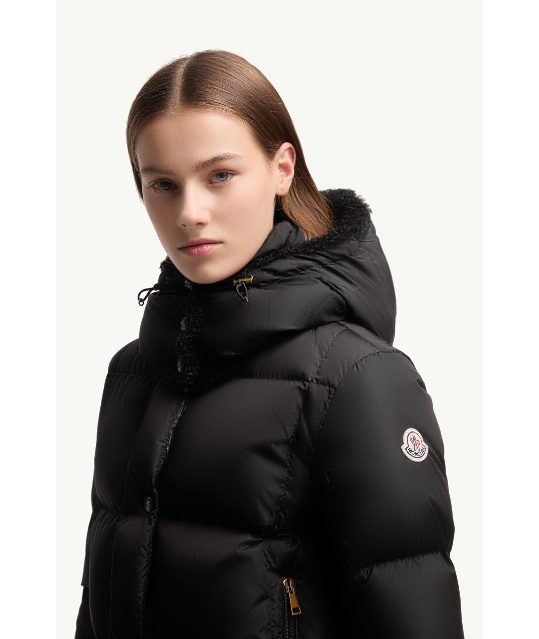 MONCLER Черный полиамидовый пуховик, фото 2