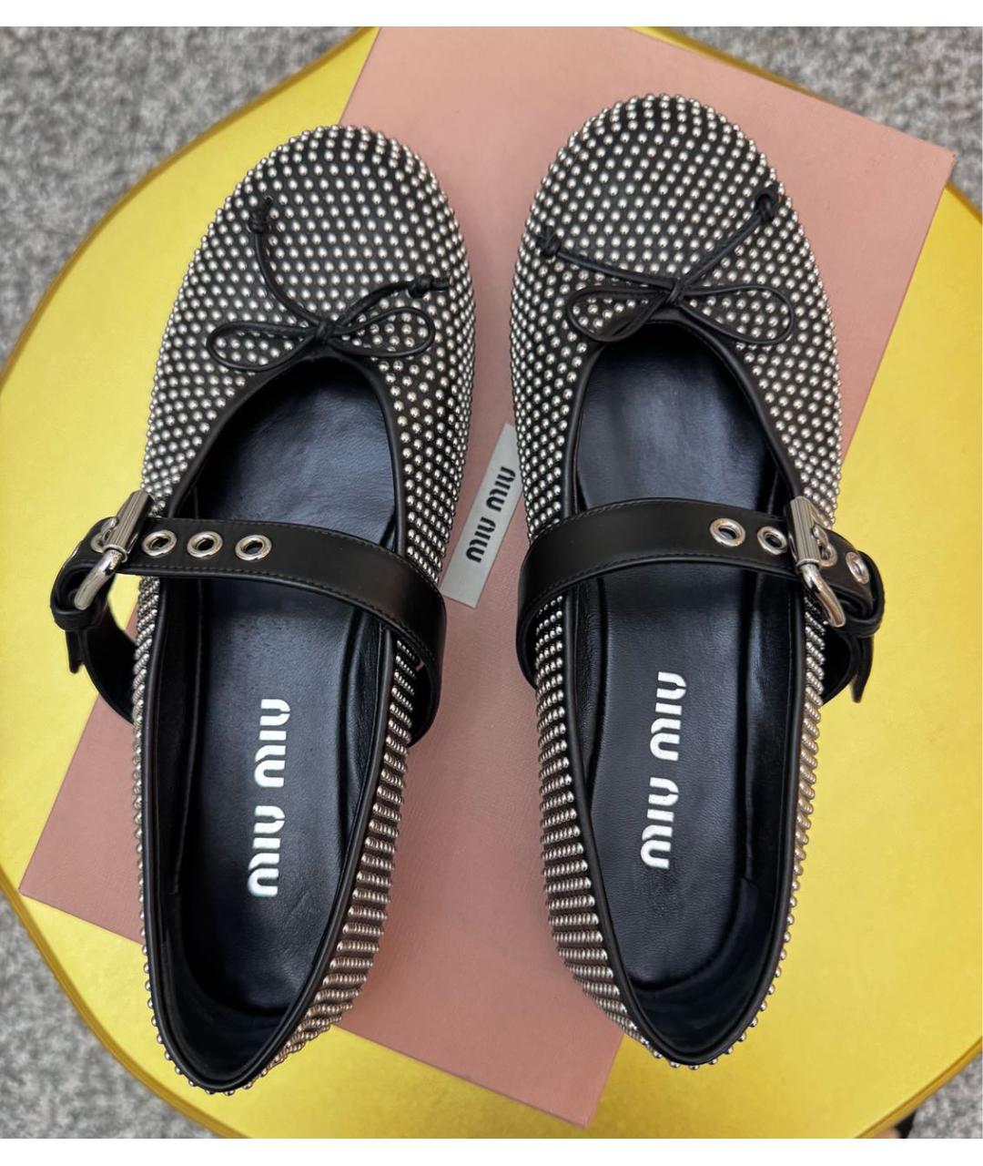 MIU MIU Черные кожаные балетки, фото 3