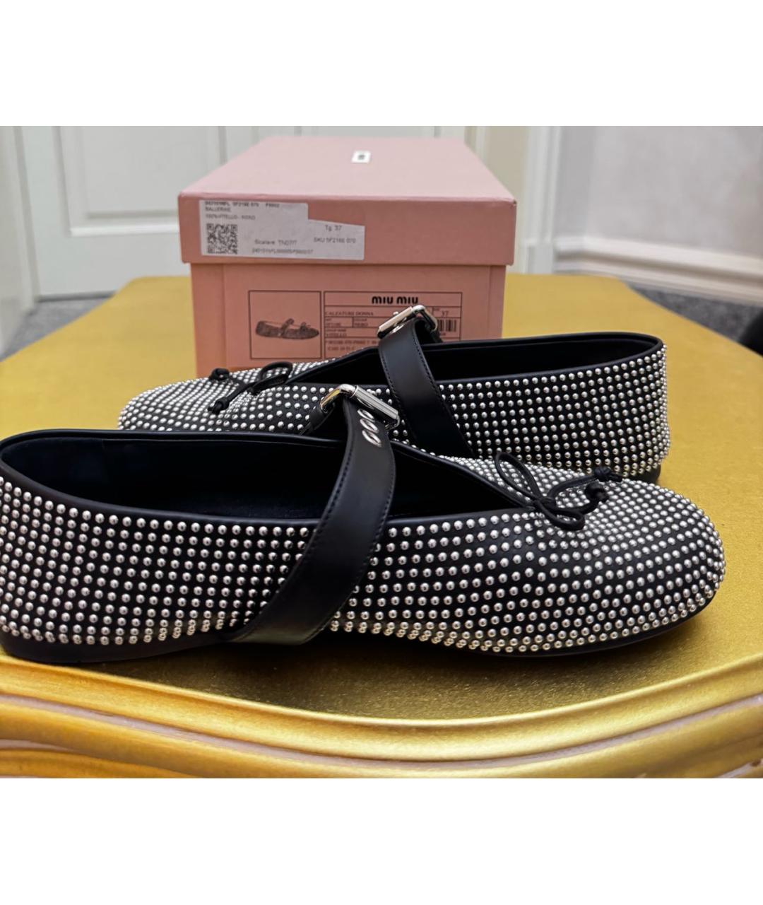 MIU MIU Черные кожаные балетки, фото 6