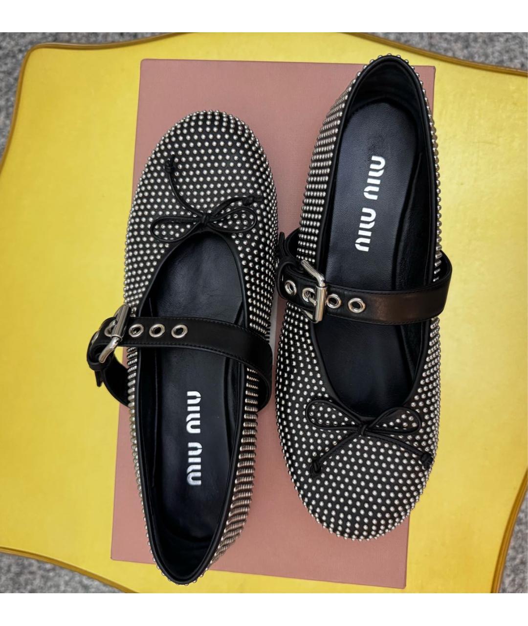 MIU MIU Черные кожаные балетки, фото 8
