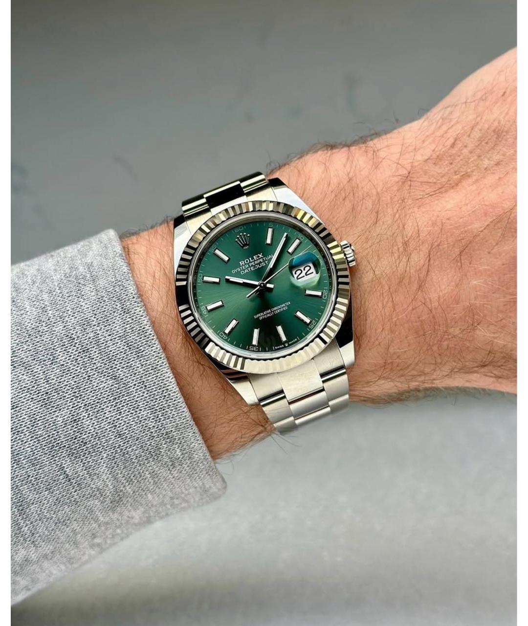 ROLEX Зеленые часы из белого золота, фото 7
