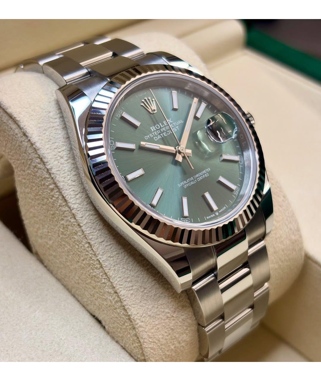 ROLEX Зеленые часы из белого золота, фото 4