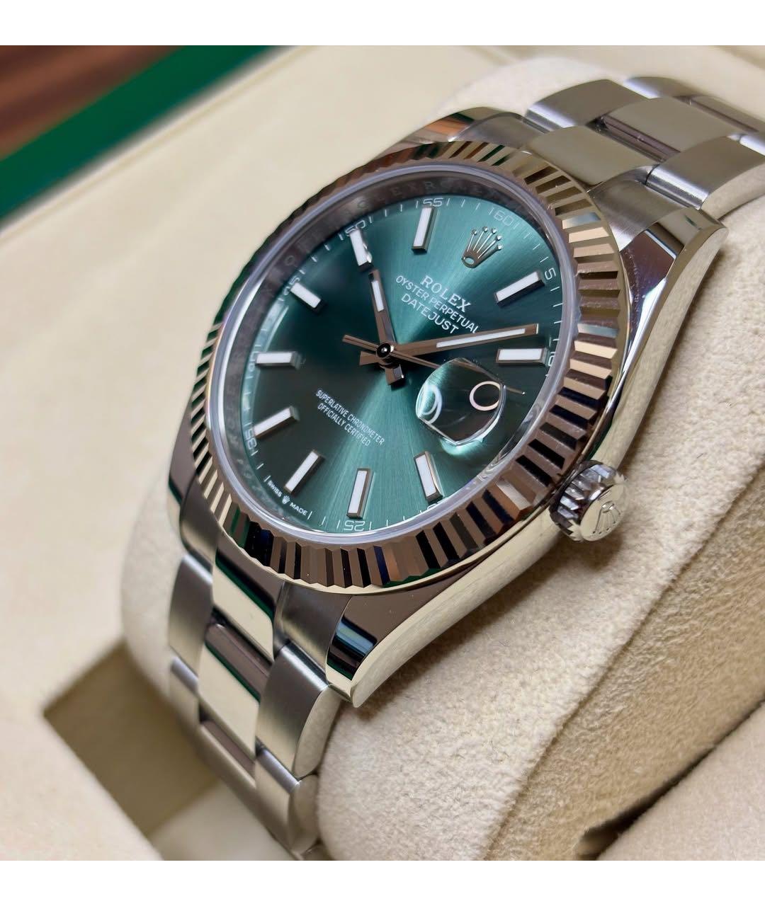 ROLEX Зеленые часы из белого золота, фото 3