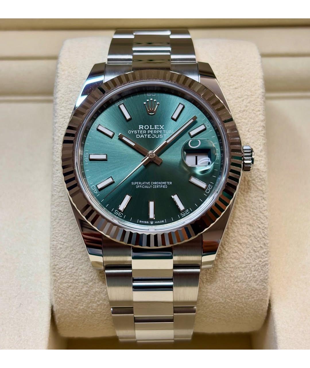 ROLEX Зеленые часы из белого золота, фото 2