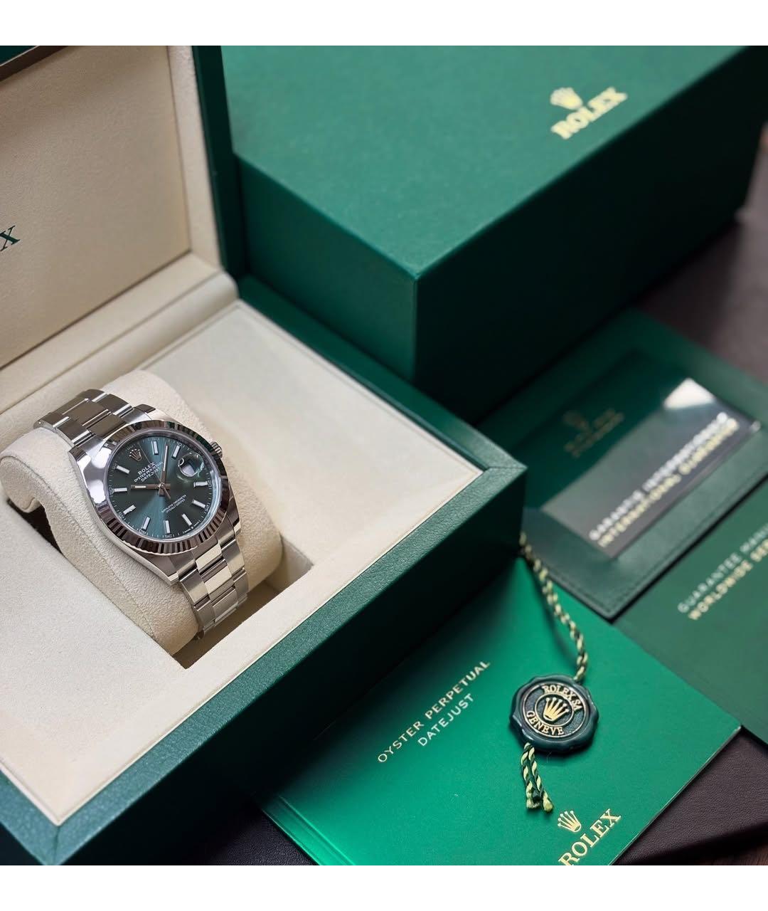 ROLEX Зеленые часы из белого золота, фото 6