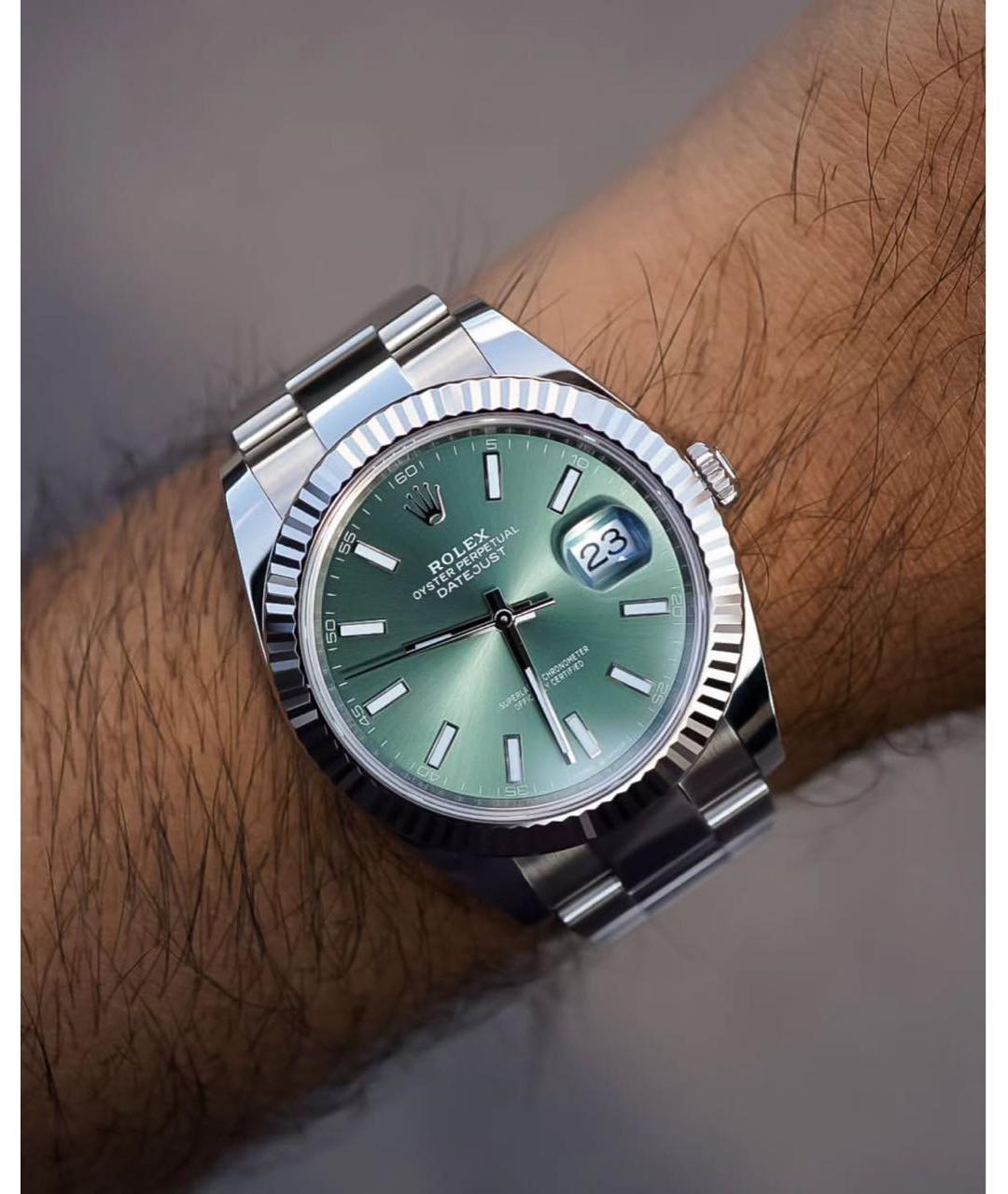 ROLEX Зеленые часы из белого золота, фото 8
