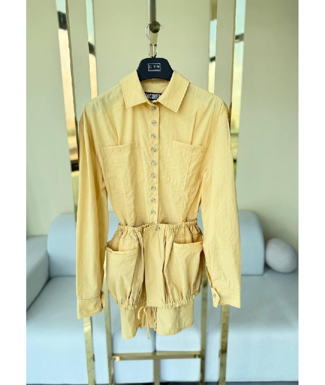 JACQUEMUS Желтое полиэстеровое вечернее платье, фото 9