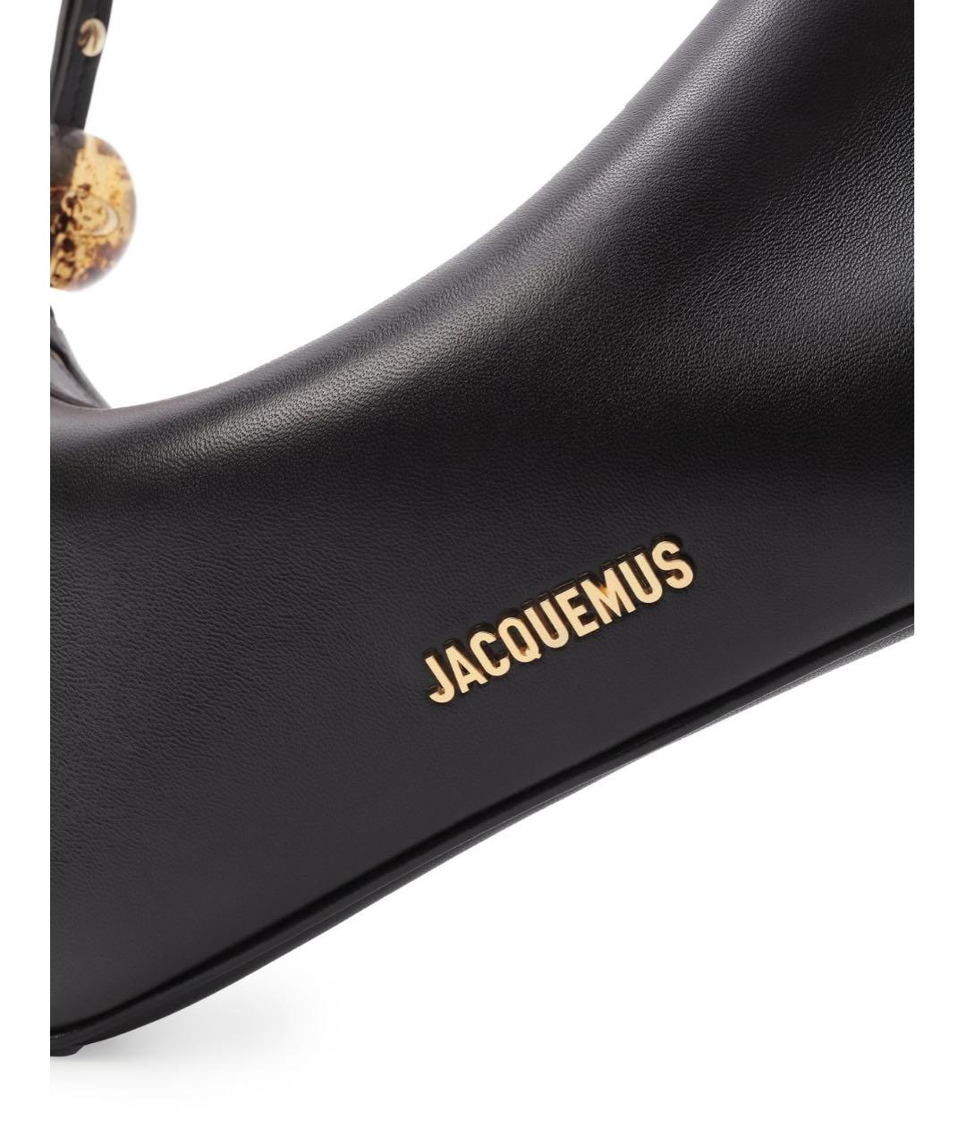 JACQUEMUS Черная кожаная сумка с короткими ручками, фото 4