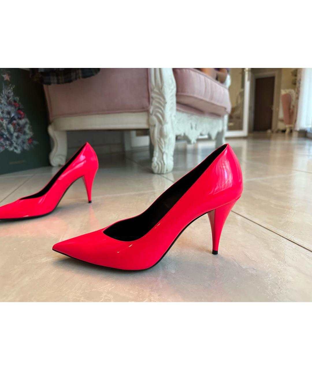 SAINT LAURENT Розовые туфли из лакированной кожи, фото 3