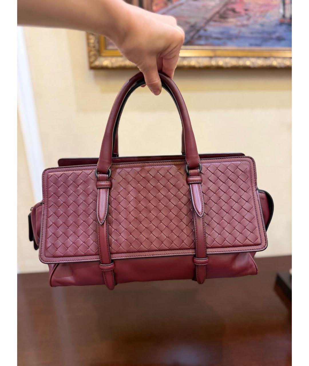 BOTTEGA VENETA Бордовая кожаная сумка через плечо, фото 2