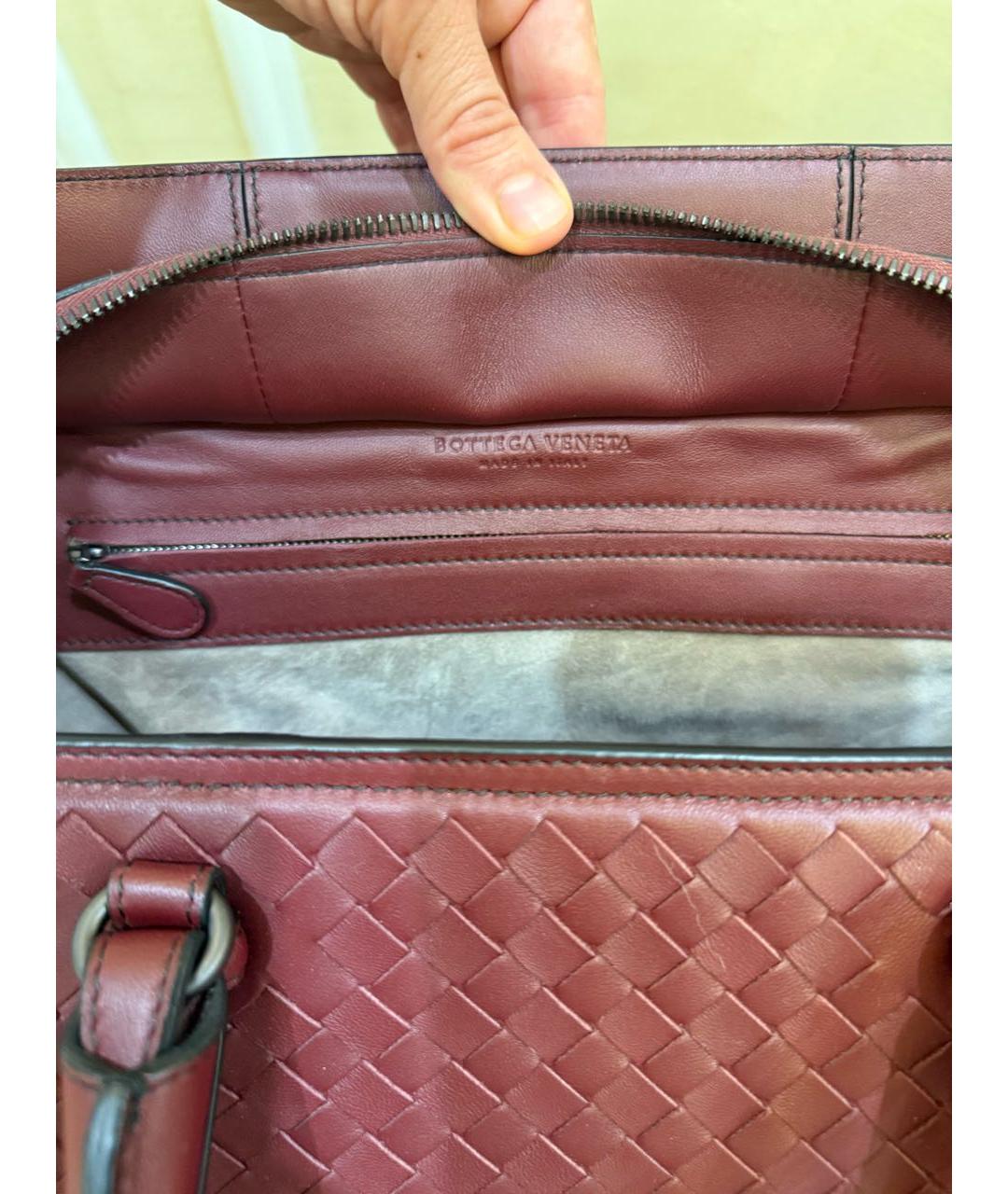 BOTTEGA VENETA Бордовая кожаная сумка через плечо, фото 3
