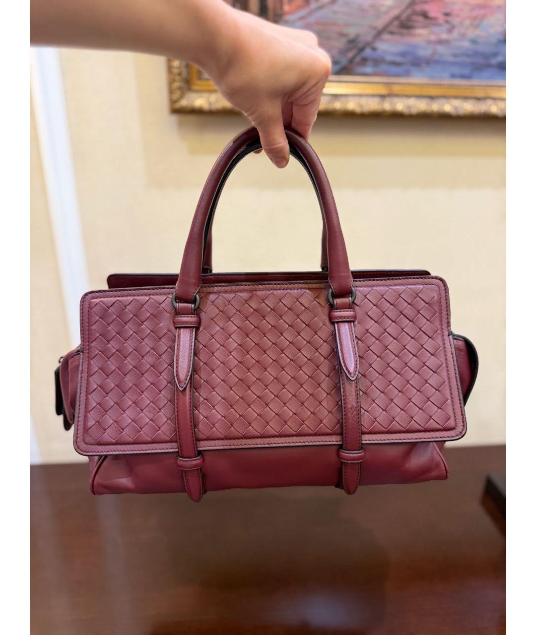 BOTTEGA VENETA Бордовая кожаная сумка через плечо, фото 4