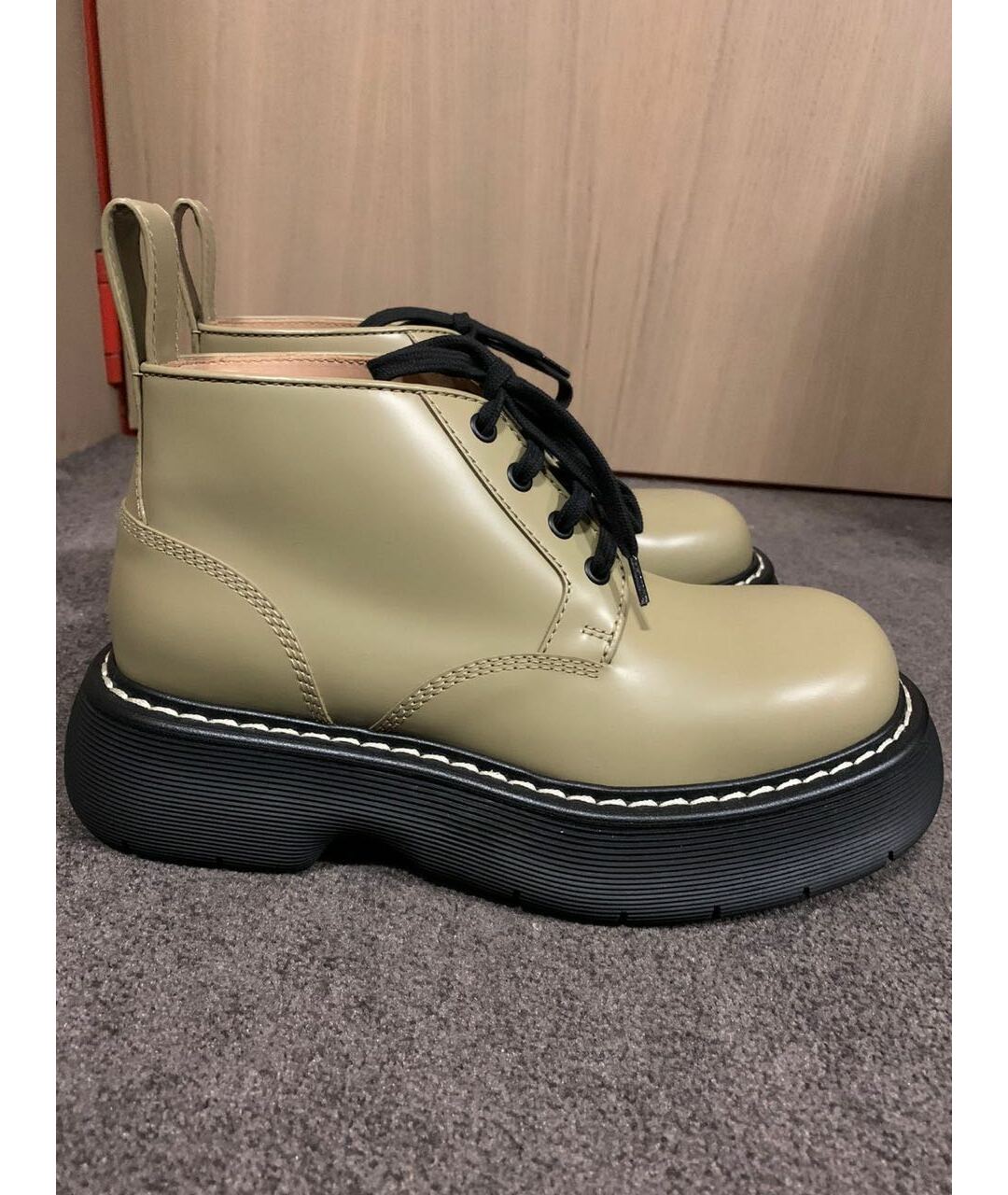 BOTTEGA VENETA Хаки кожаные ботинки, фото 3