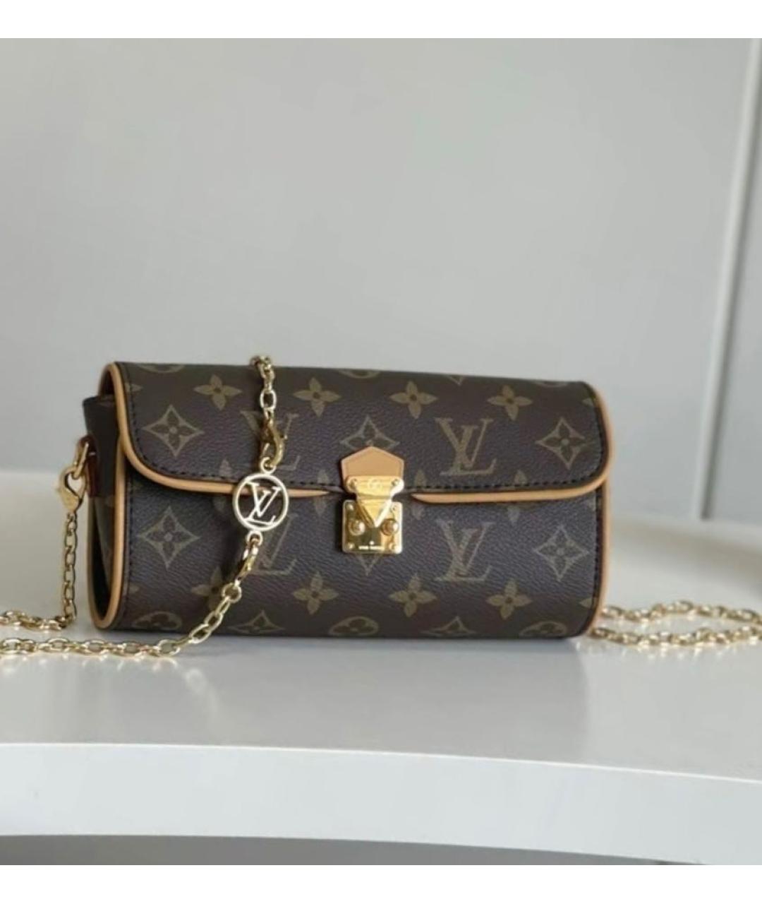 LOUIS VUITTON Коричневая кожаная сумка через плечо, фото 3