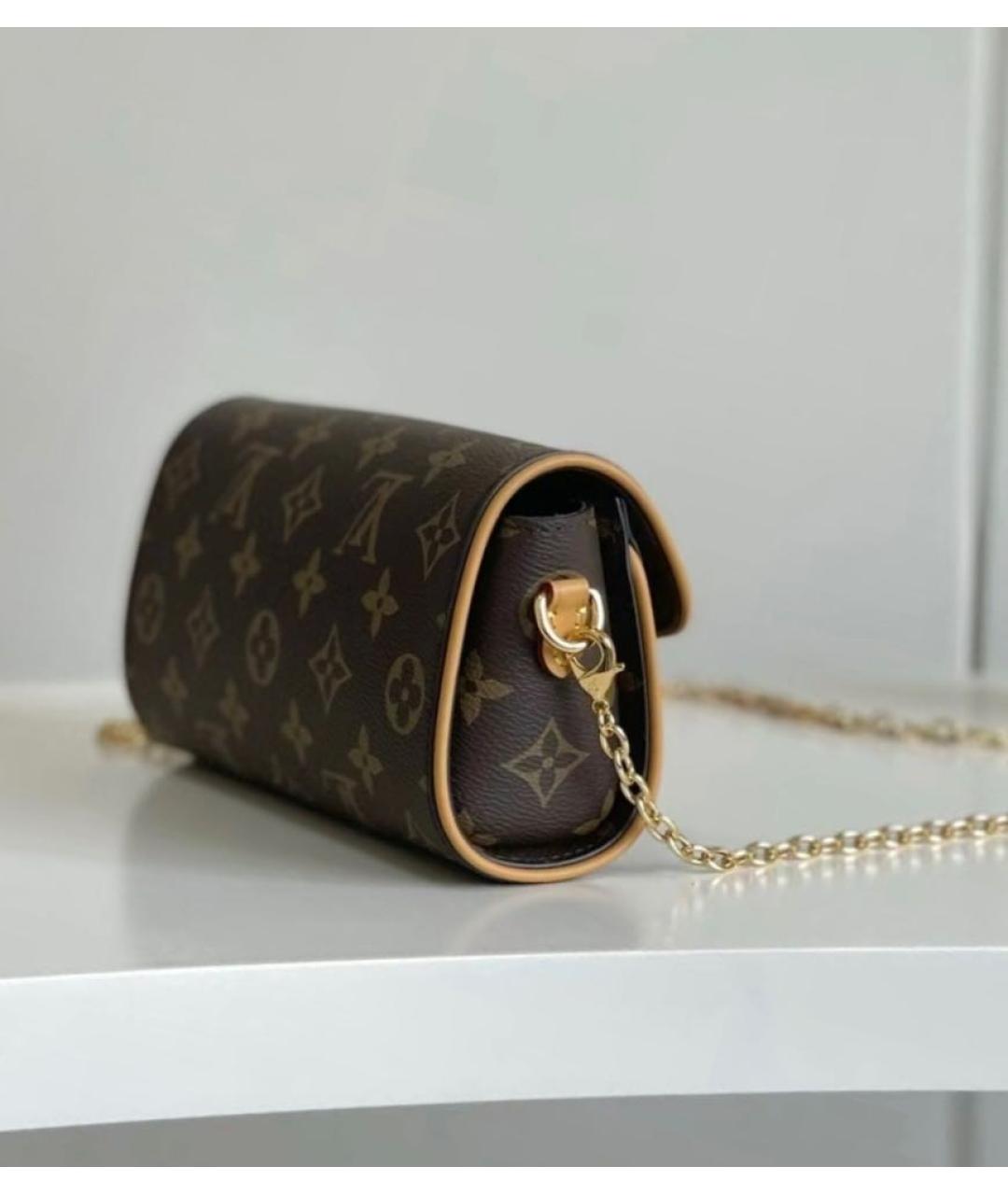 LOUIS VUITTON Коричневая кожаная сумка через плечо, фото 4