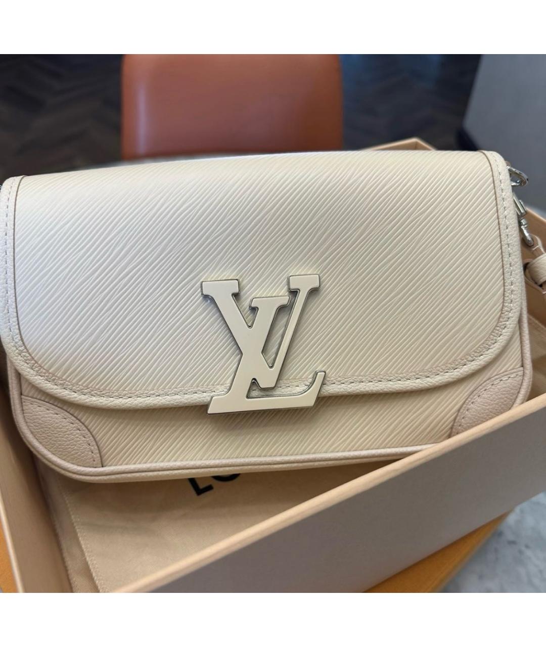 LOUIS VUITTON Бежевая кожаная сумка через плечо, фото 3