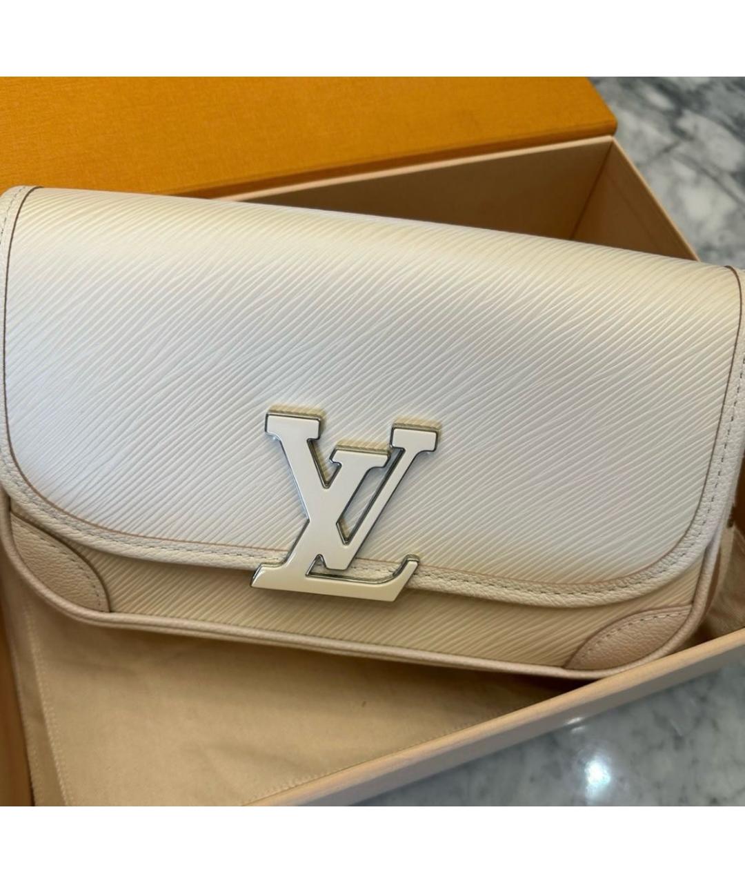 LOUIS VUITTON Бежевая кожаная сумка через плечо, фото 4