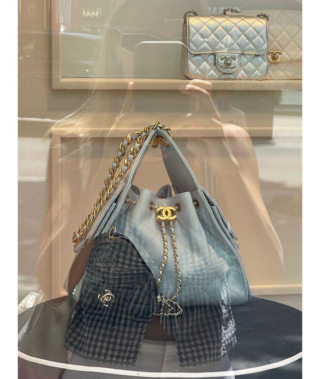 CHANEL Голубая кожаная сумка через плечо, фото 6