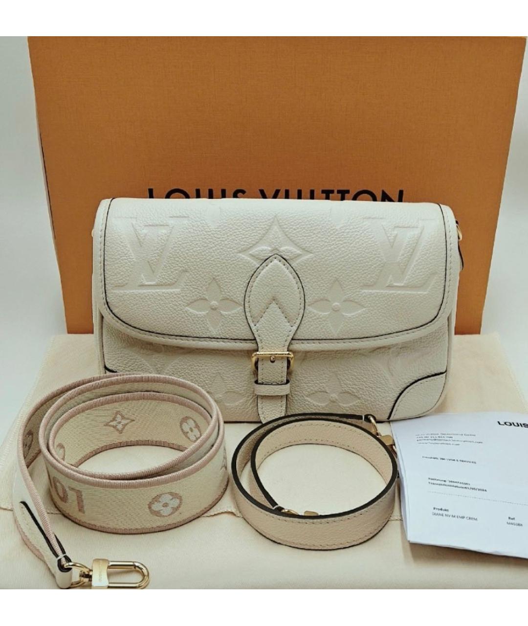 LOUIS VUITTON Бежевая кожаная сумка через плечо, фото 2