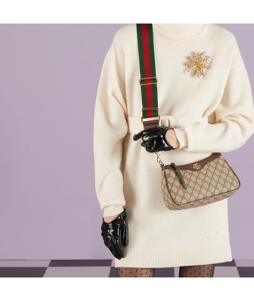 GUCCI Бежевая тканевая сумка через плечо, фото 7