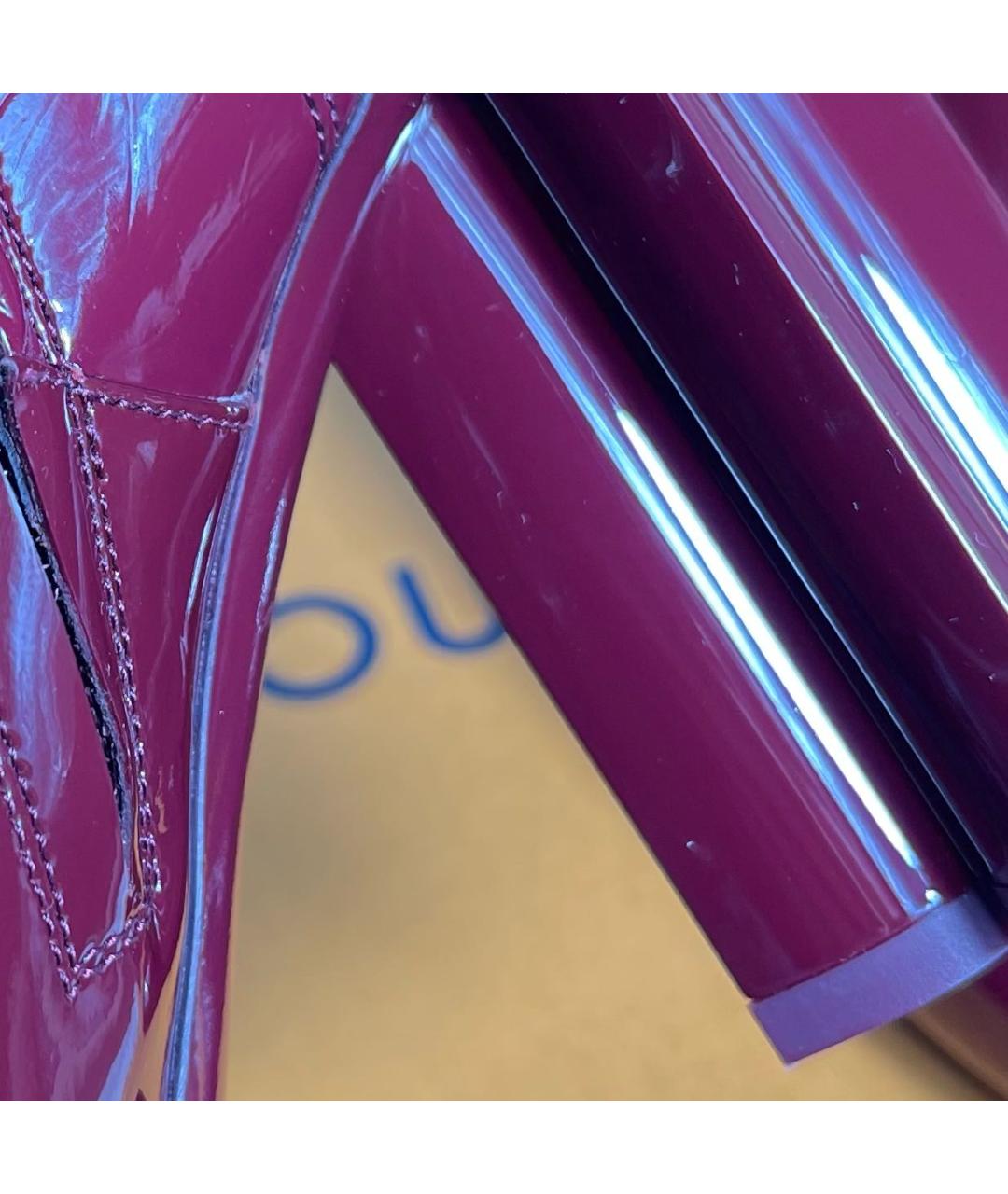 LOUIS VUITTON Бордовые ботинки из лакированной кожи, фото 8