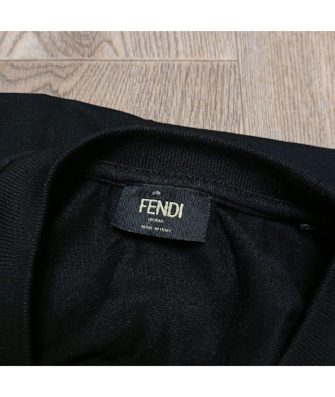 FENDI Черная хлопковая футболка, фото 3