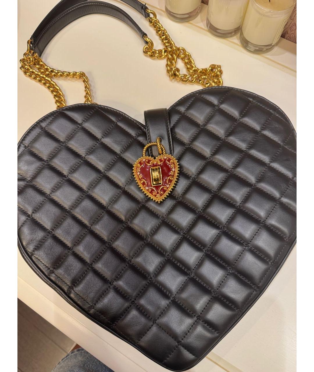 DOLCE&GABBANA Черная кожаная сумка с короткими ручками, фото 7
