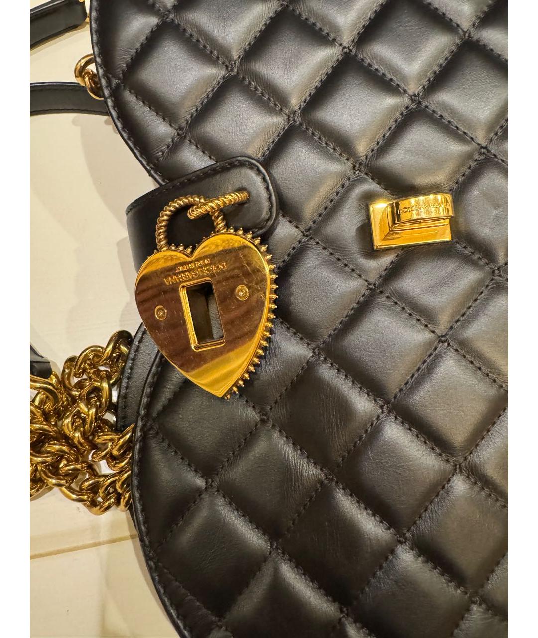 DOLCE&GABBANA Черная кожаная сумка с короткими ручками, фото 6