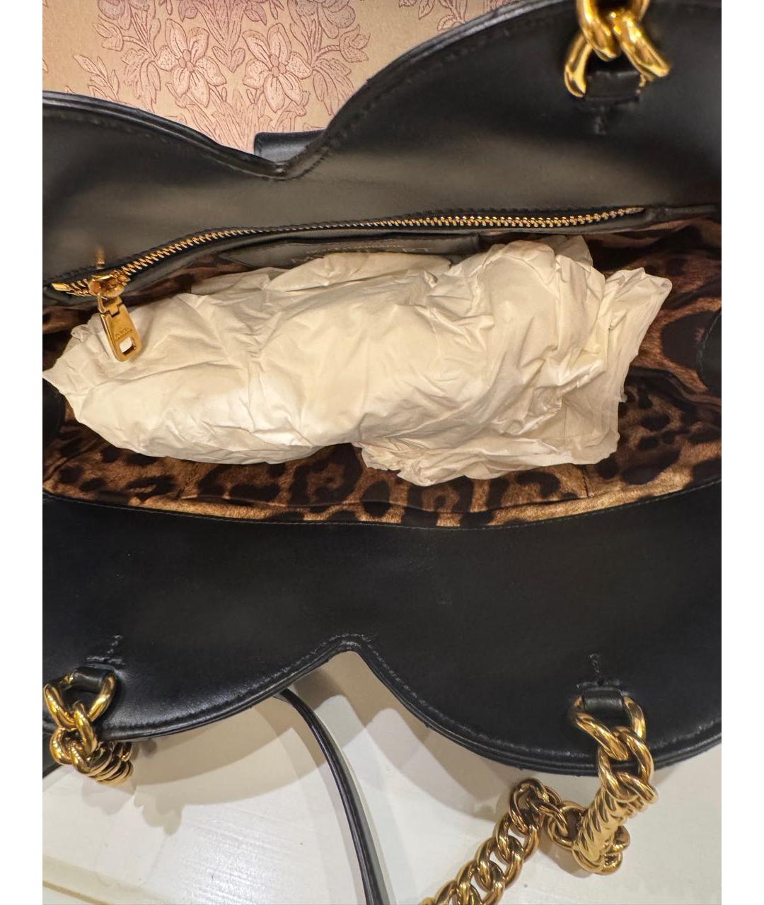 DOLCE&GABBANA Черная кожаная сумка с короткими ручками, фото 4