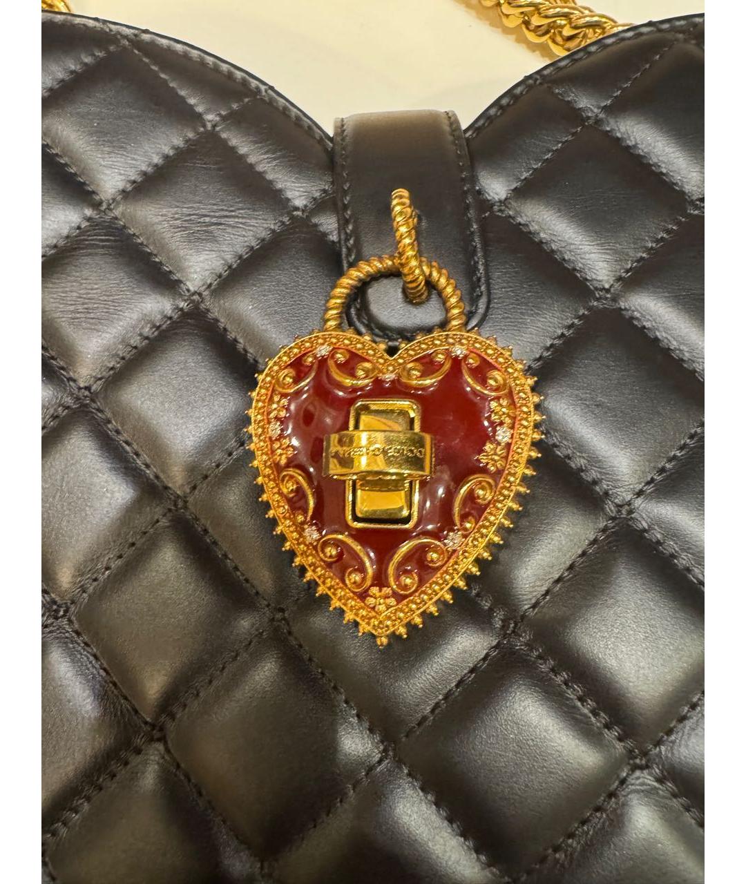 DOLCE&GABBANA Черная кожаная сумка с короткими ручками, фото 5