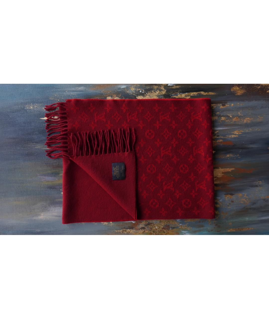 LOUIS VUITTON Красный кашемировый шарф, фото 10