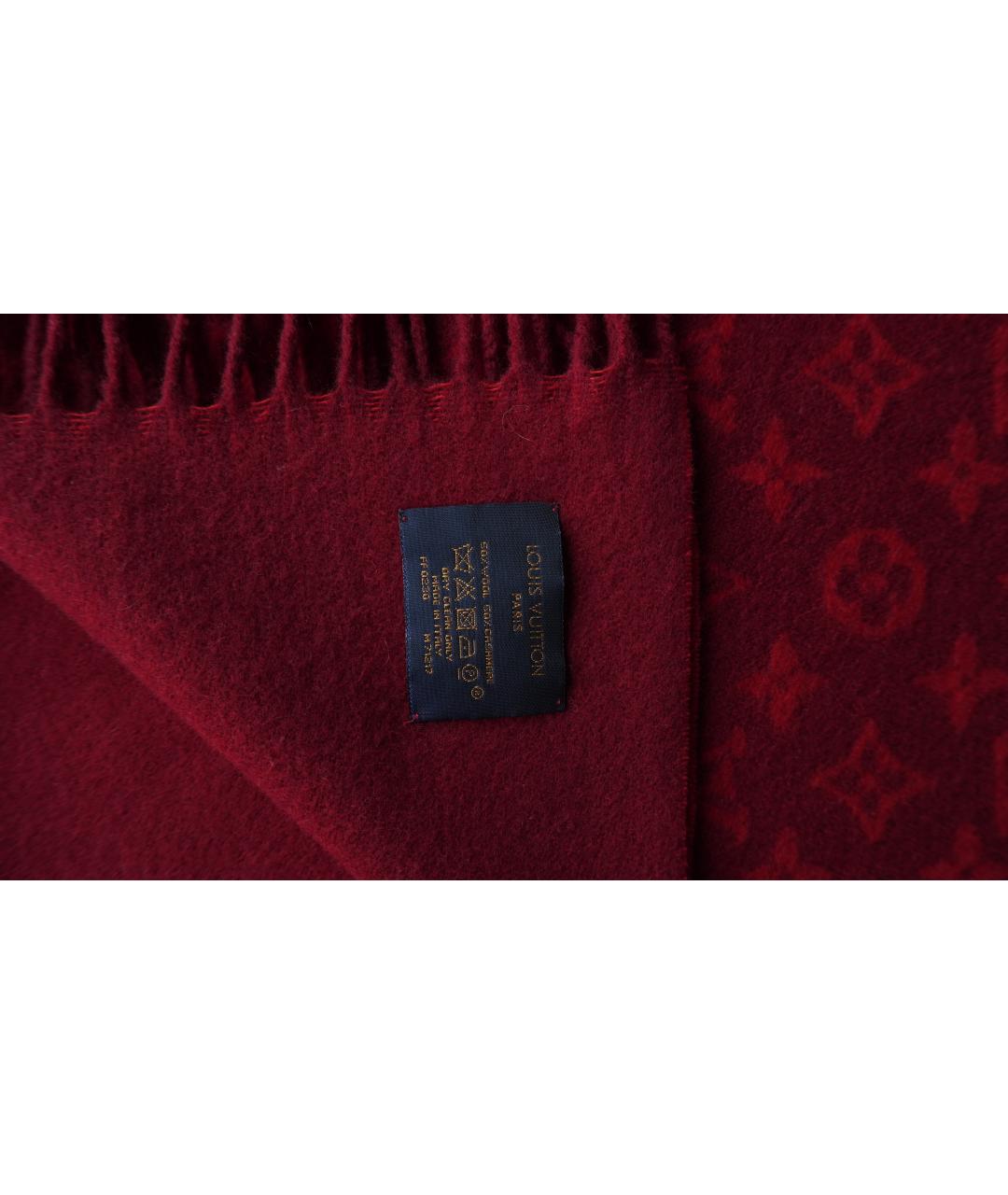 LOUIS VUITTON Красный кашемировый шарф, фото 3